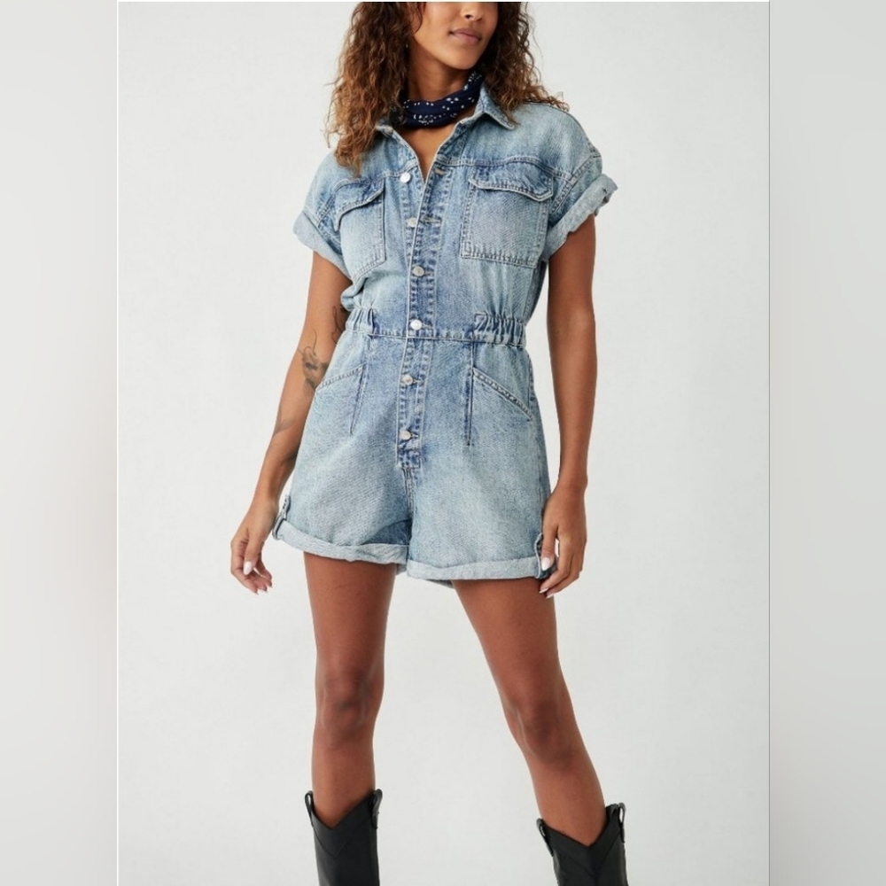 Free People Marcie Cuffed Shortalls/Marrakesh